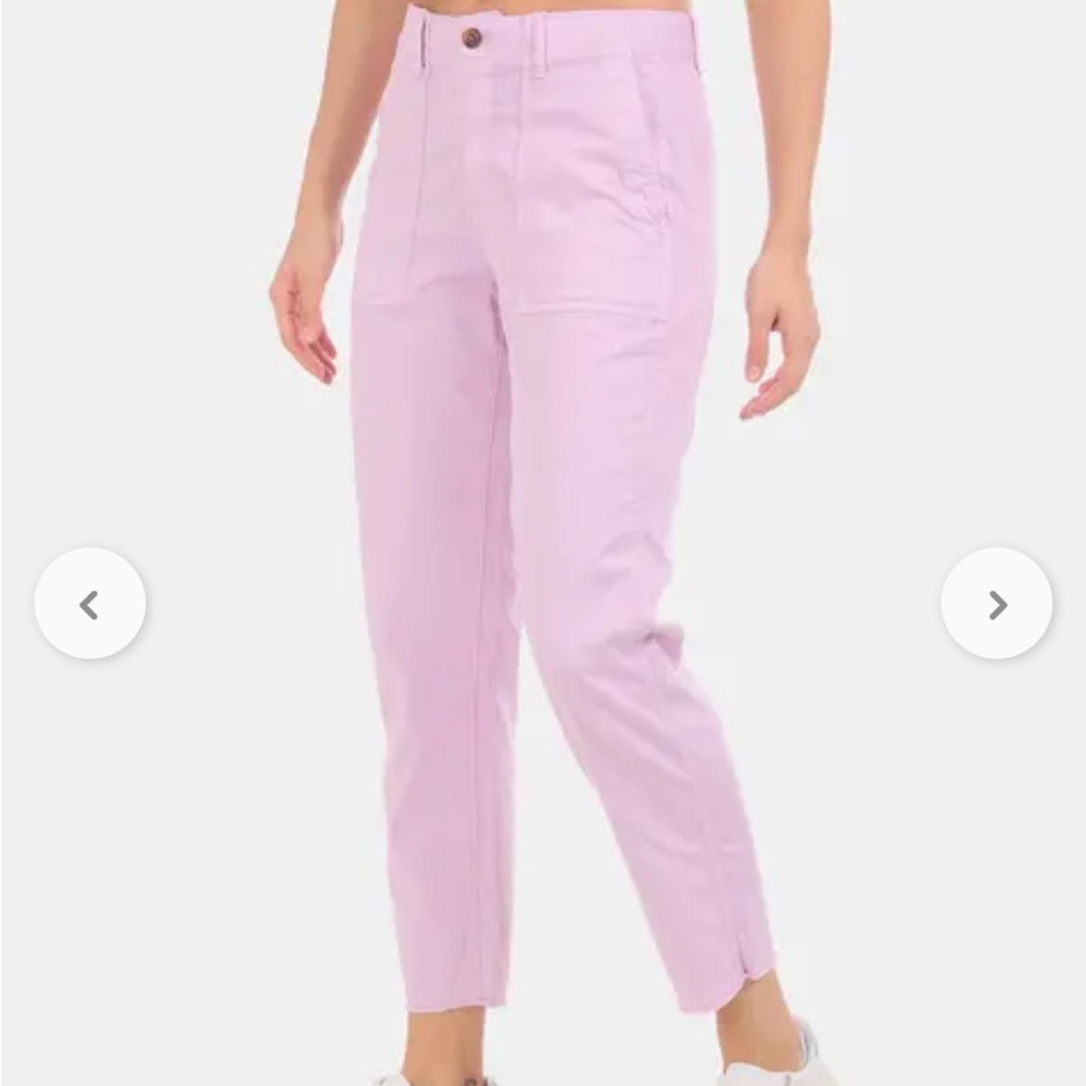 Pastel Pink Pale Lilac Lavender Purple Straight High Rise Khaki Pants - Picture 13 of 14